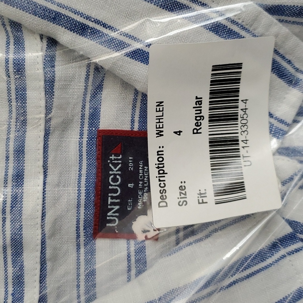 UNTUCKit Women's 100% Linen Wehlen Long Sleeve Button Down Striped Shirt Size 4 - Picture 6 of 11